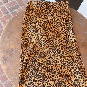 Satin cheetah midi skirt